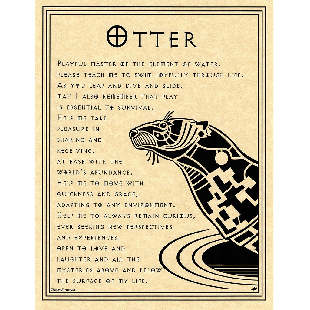 Otter Prayer Poster 8.5 x 11" Parchment Print NEW Printed Page
