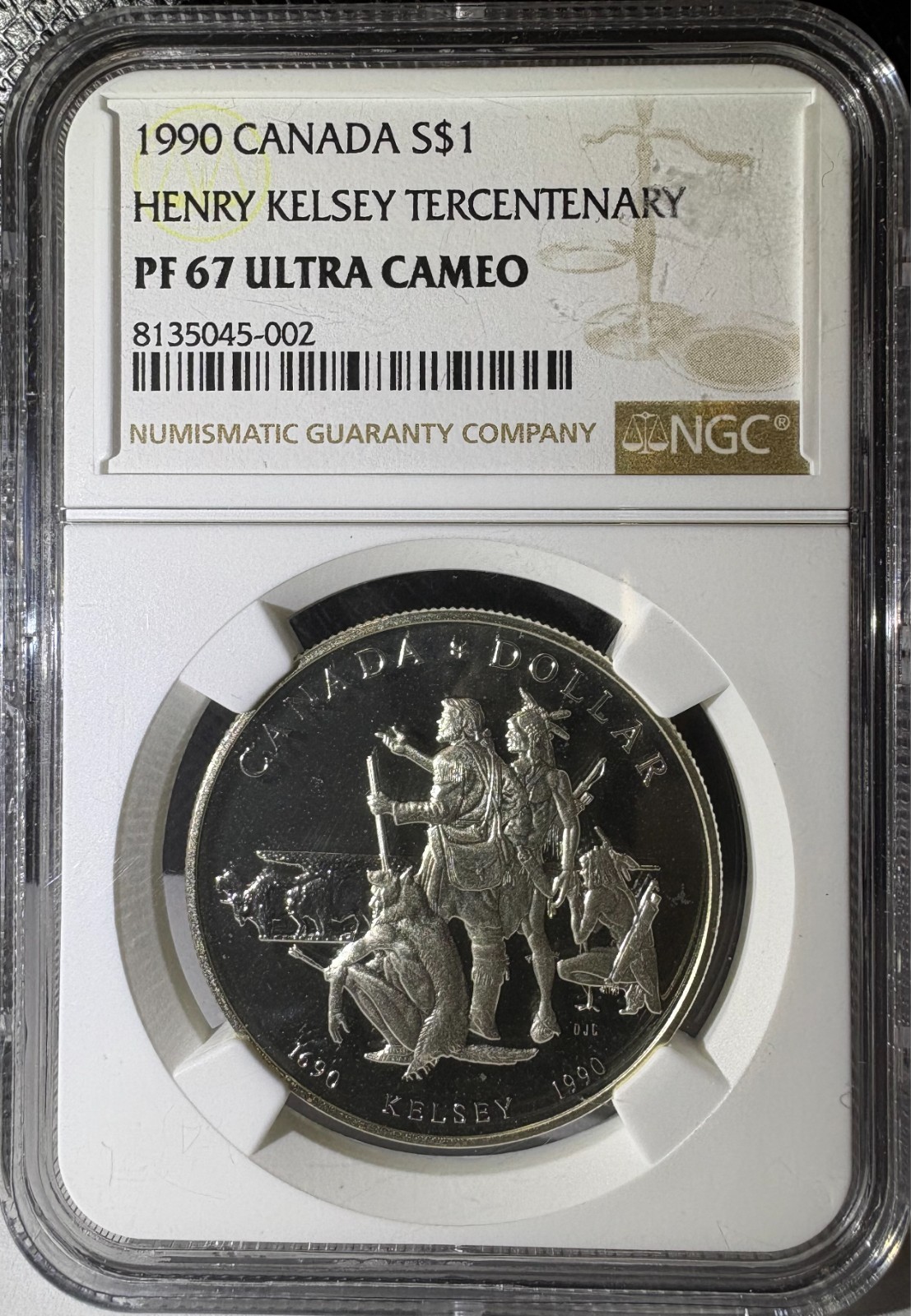 1990 Canada $1 Silver Dollar Henry Kelsey Tercentenary NGC PF67 UCAM (002)