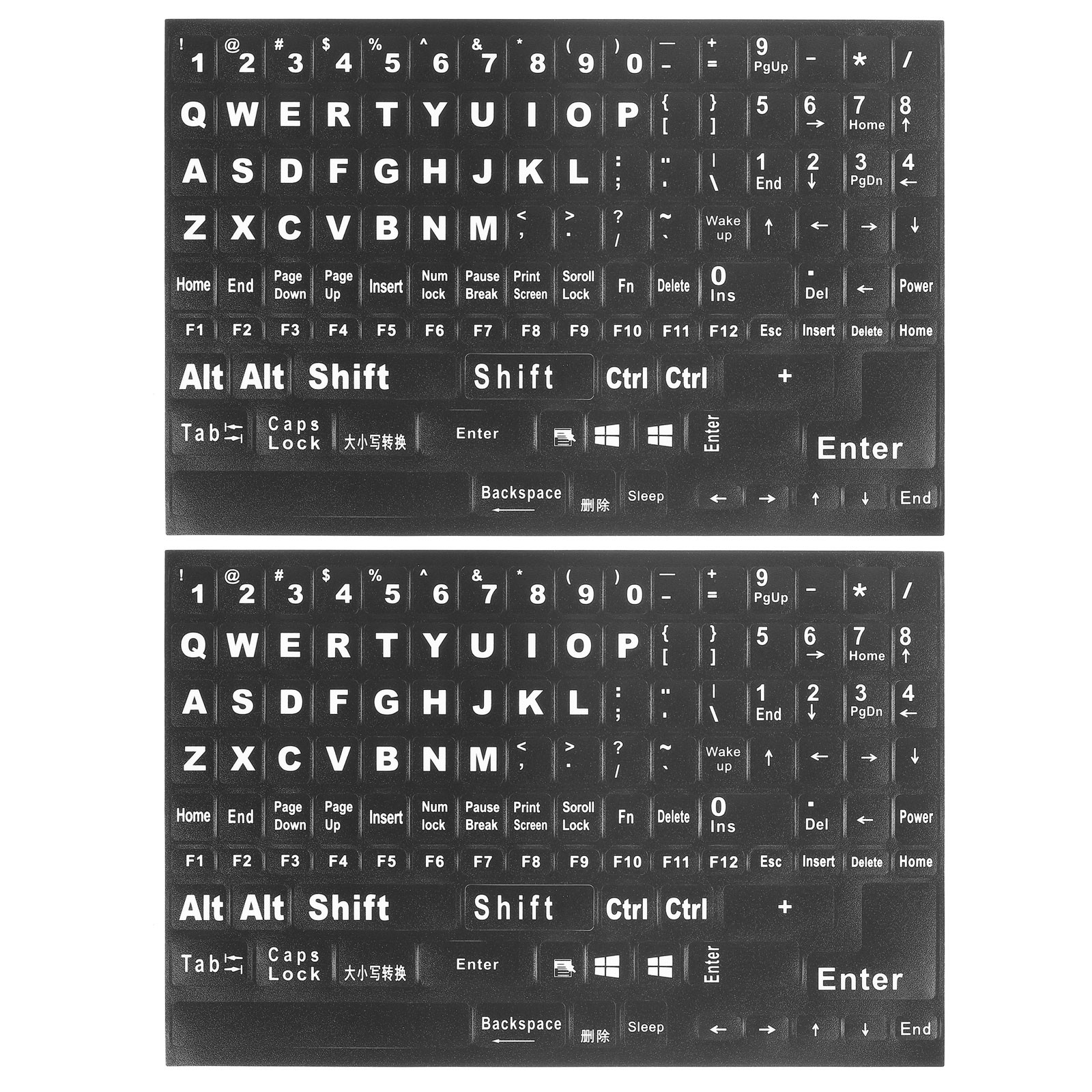 English Stickers, 2pcs Cover Style 5, Black Background White Lettering