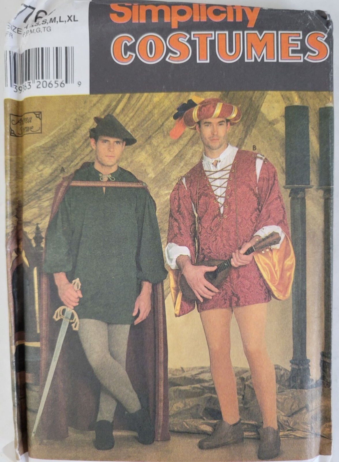 Simplicity 7761 Pattern Mens Teens Robin Hood Troubadour Sz XS S M L XL Uncut