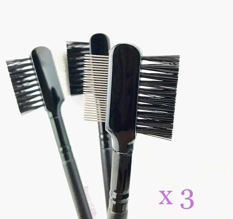 3pcs Deluxe Duo Metal Comb Brush Lash Eyebrow Cosmetic Makeup Eyelash Extension