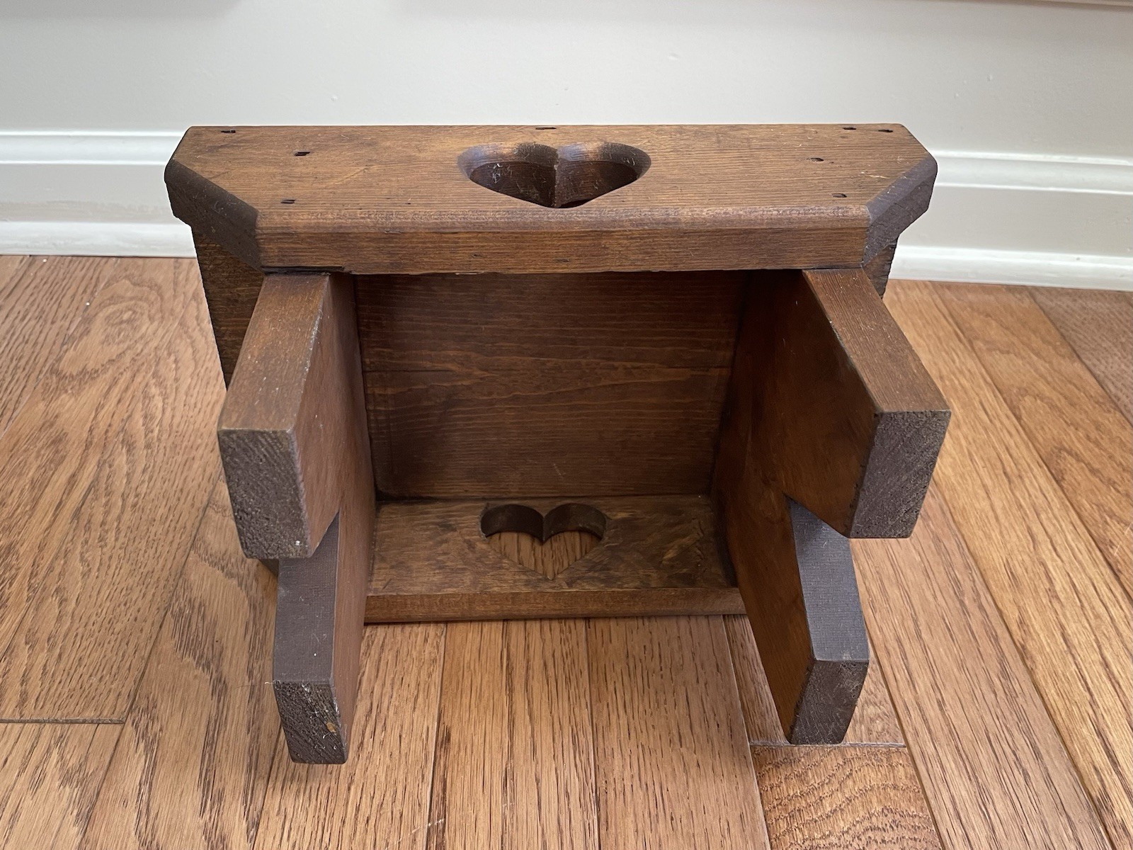Rustic Step Stool Footstool Heart Cutout Cottagecore