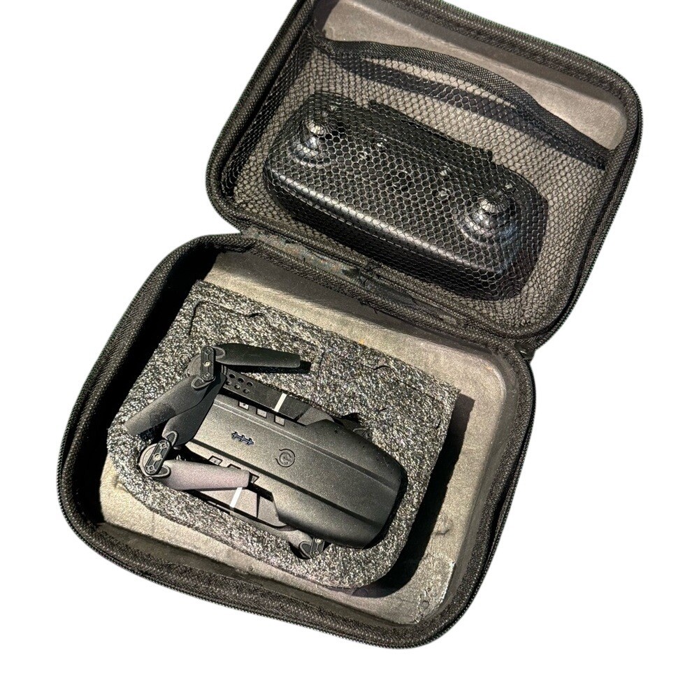 E99 Foldable RC Quadcopter Drone with Remote Control and Carrying Case Black