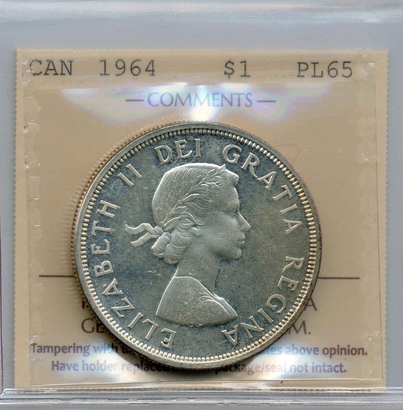 1964 Canada $1, Commemorative, Elizabeth II - Proof-Like, ICCS PL65