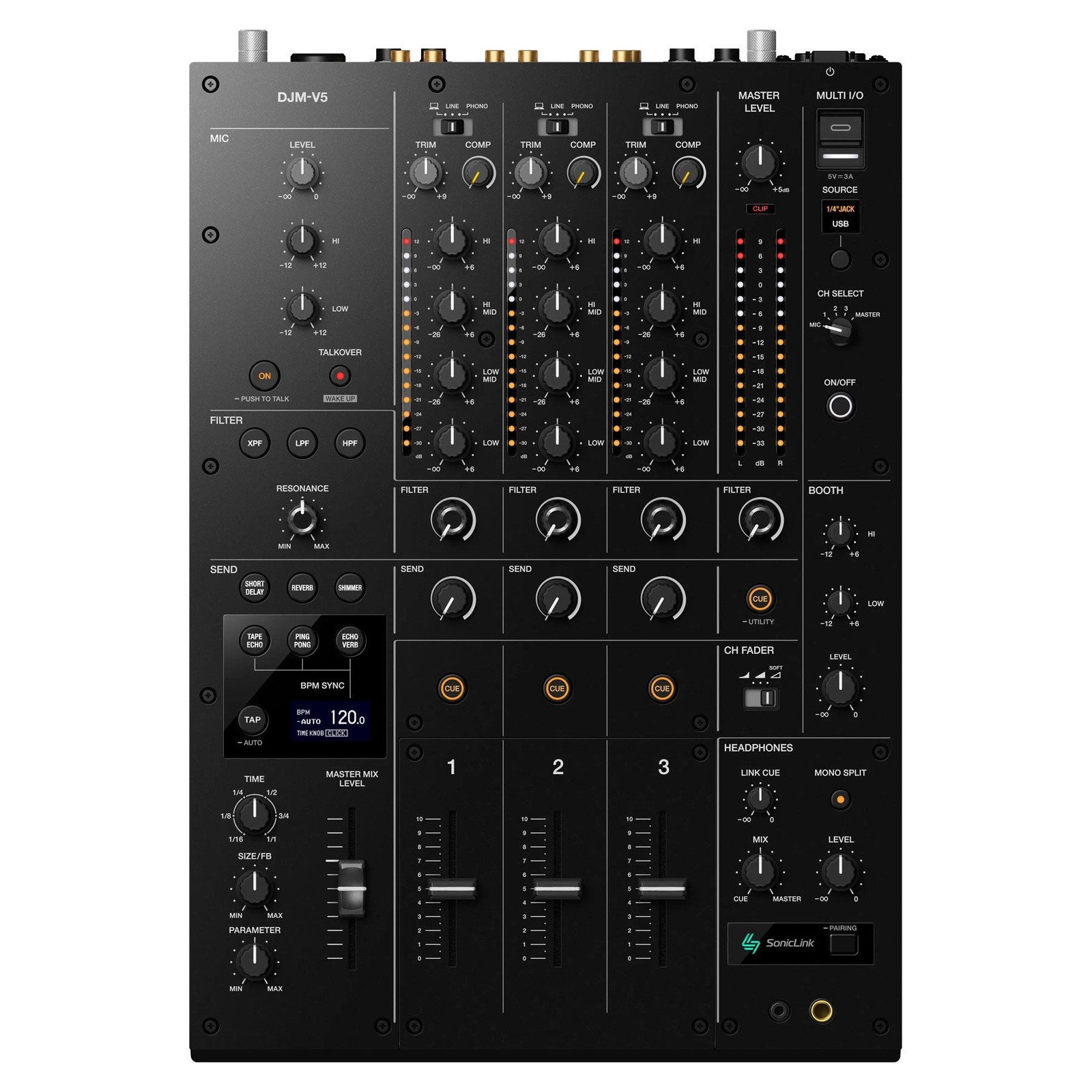 AlphaTheta: DJM-V5 3-Channel DJ Mixer (Open Box Special)