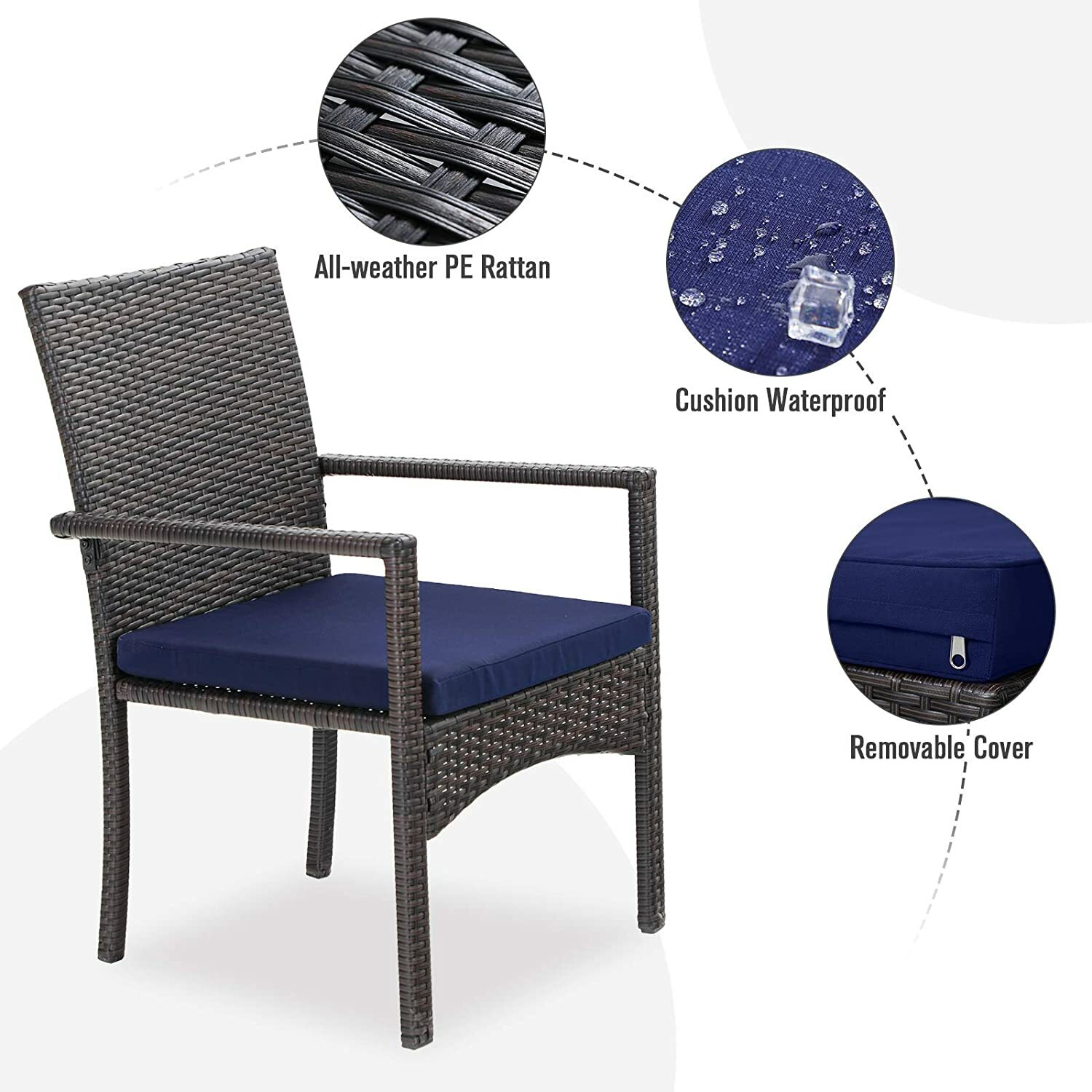 5Pcs Patio Furniture Set Outdoor Furniture Dining Table Rattan Wicker Chairs Set