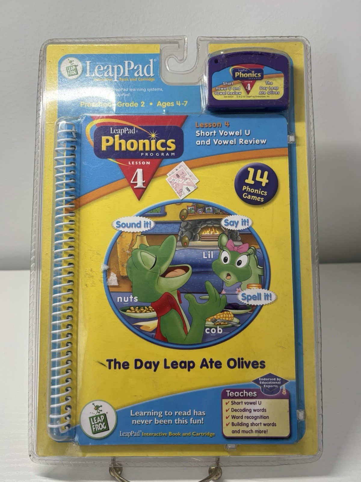 Leap Frog Pad Phonics # 4 THE DAY LEAP ATE OLIVES Book & Cartridge New Sealed