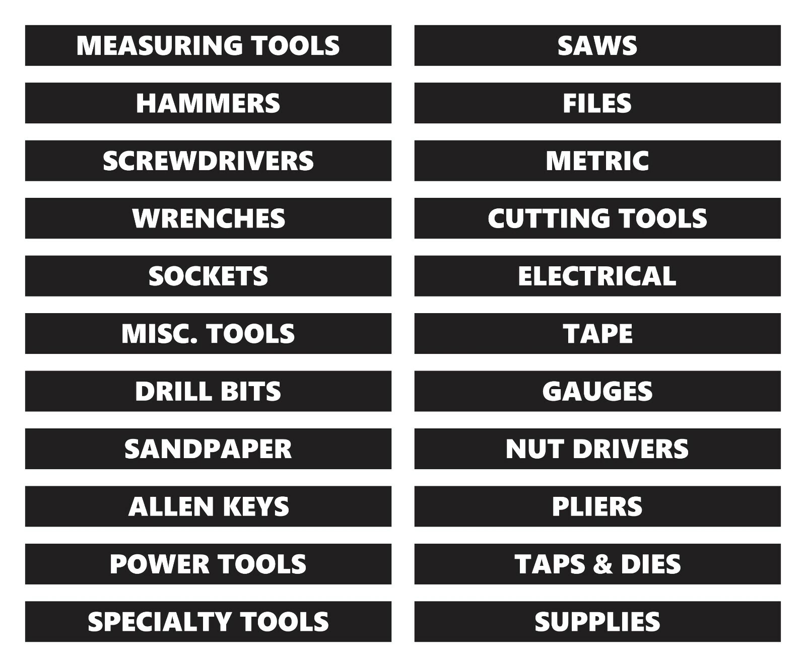 Toolbox Organizational Magnetic Labels By DCM Solutions