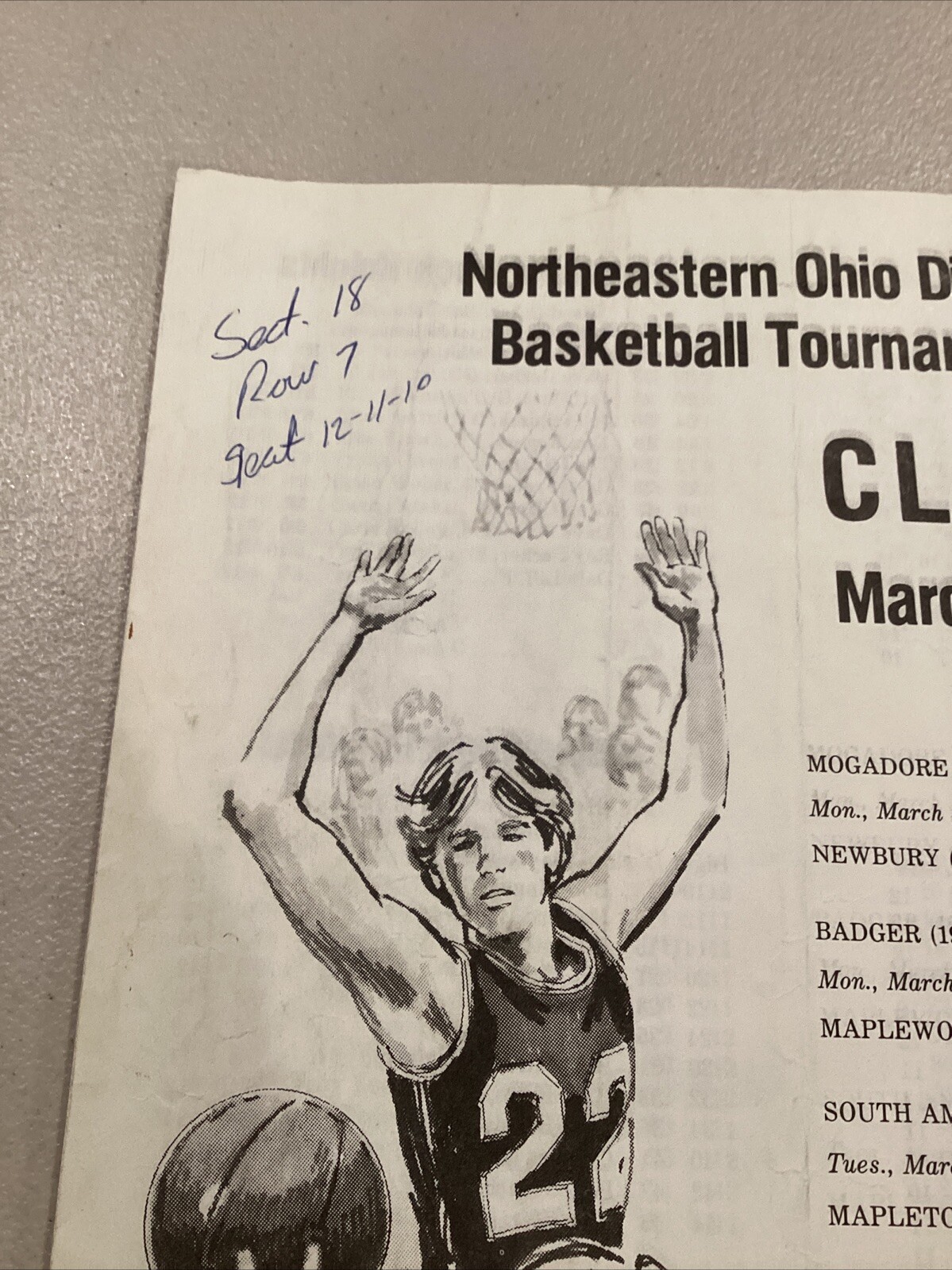 1982 Northeastern Ohio High School Basketball Tournament Program Canton