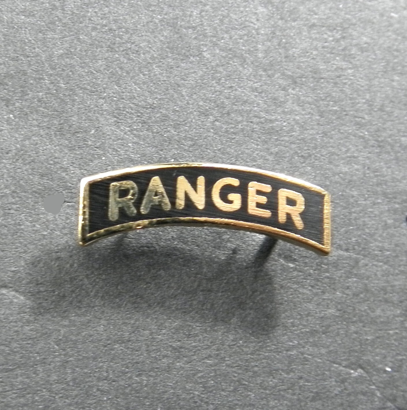 US ARMY RANGER ULTRA SMALL TAB GOLD COLORED LAPEL PIN BADGE 3/4 INCH