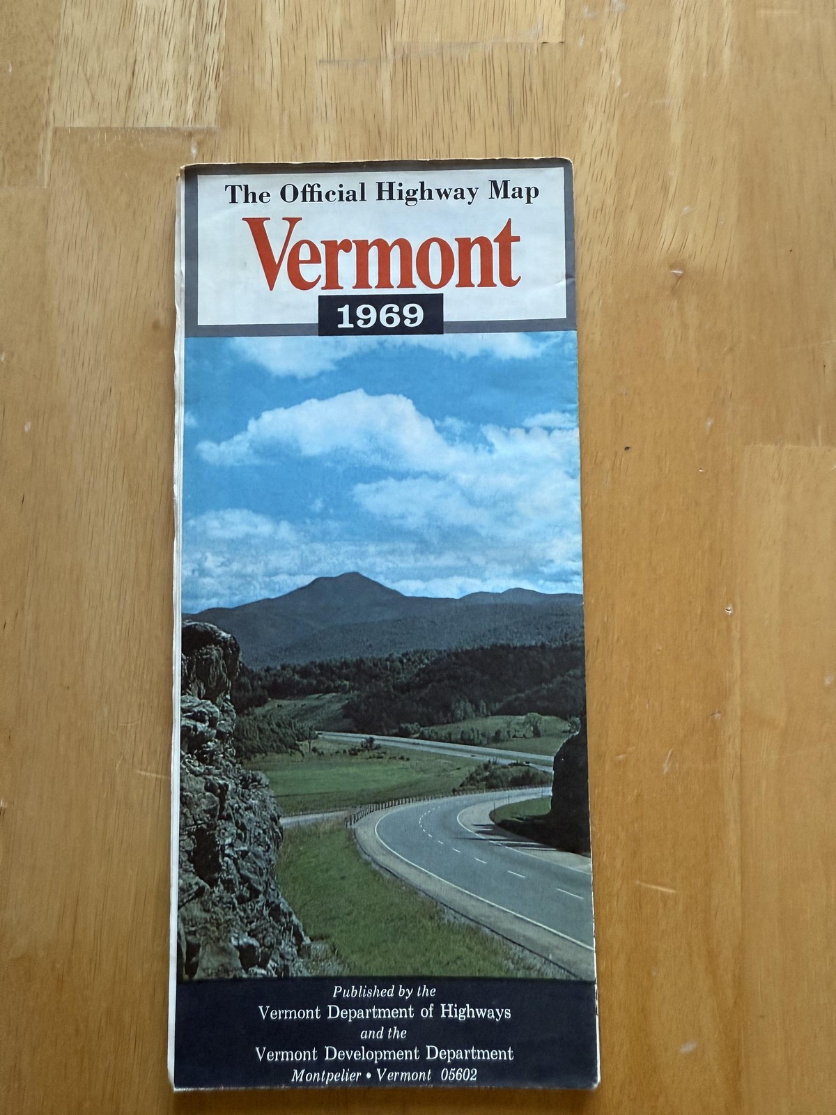 Vintage 1969 Vermont Official Highway Map State Road Travel Guide Folded Tourist