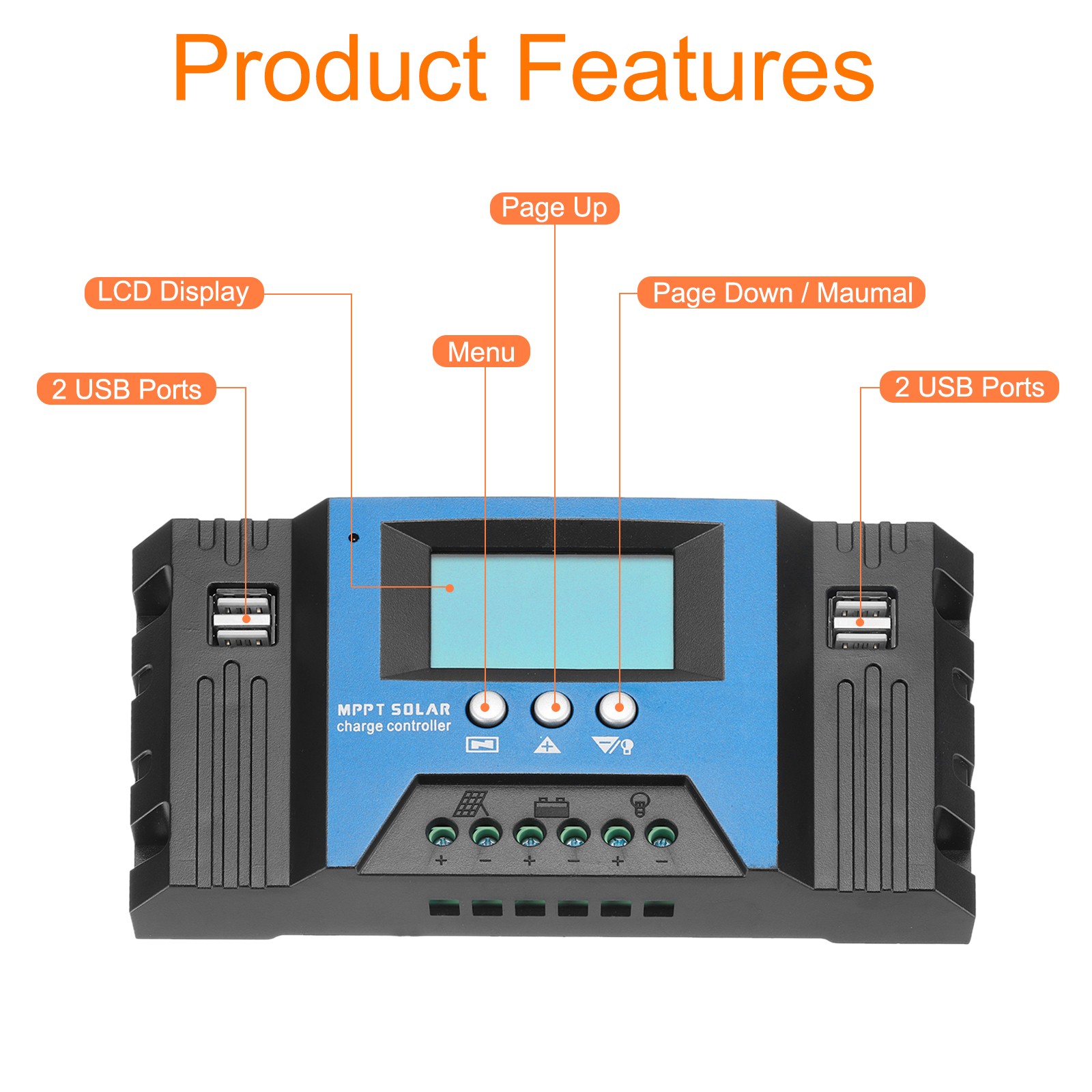MPPT Solar Charge Controller 60A Solar Panel Charger 12V/24V Auto