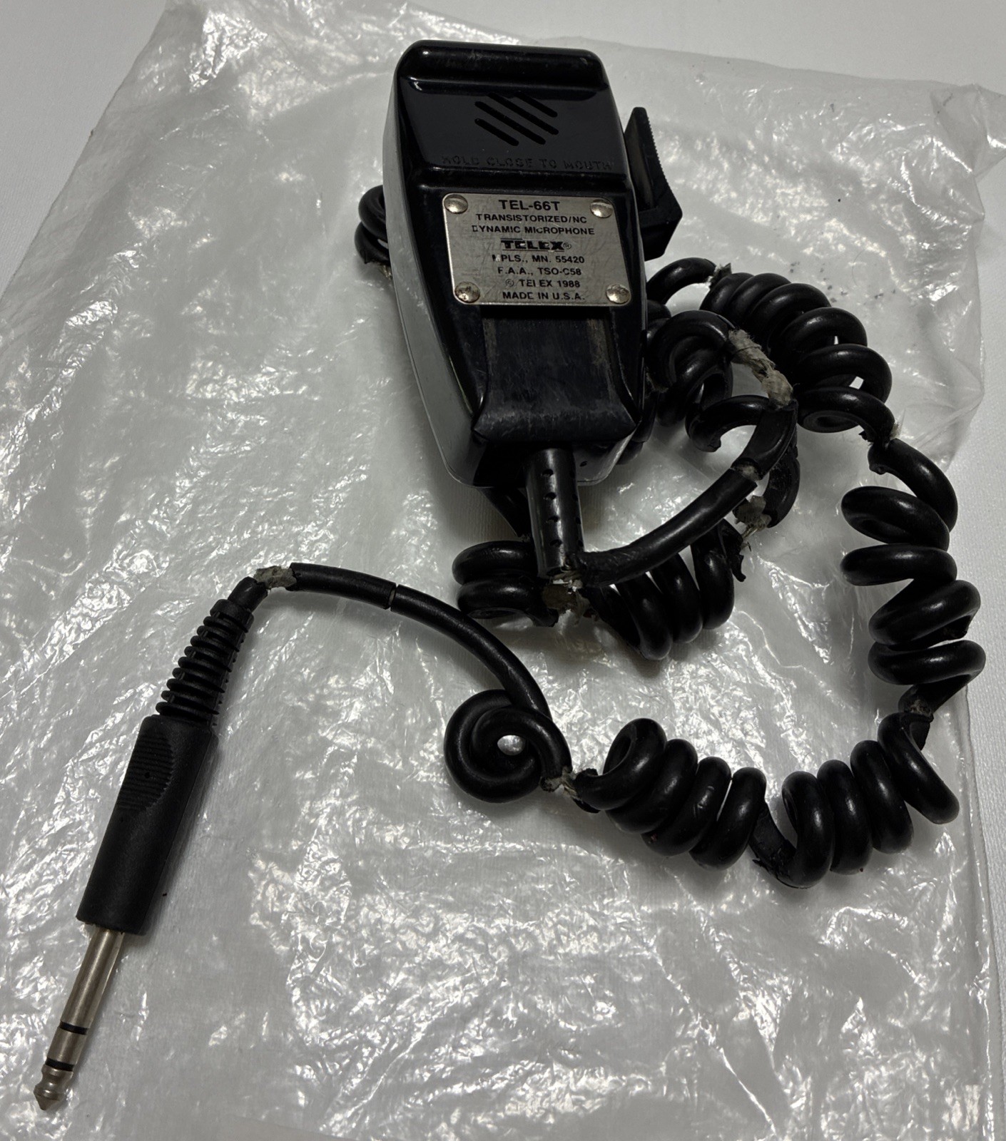 Telex TEL-66T Aircraft Microphone For Parts