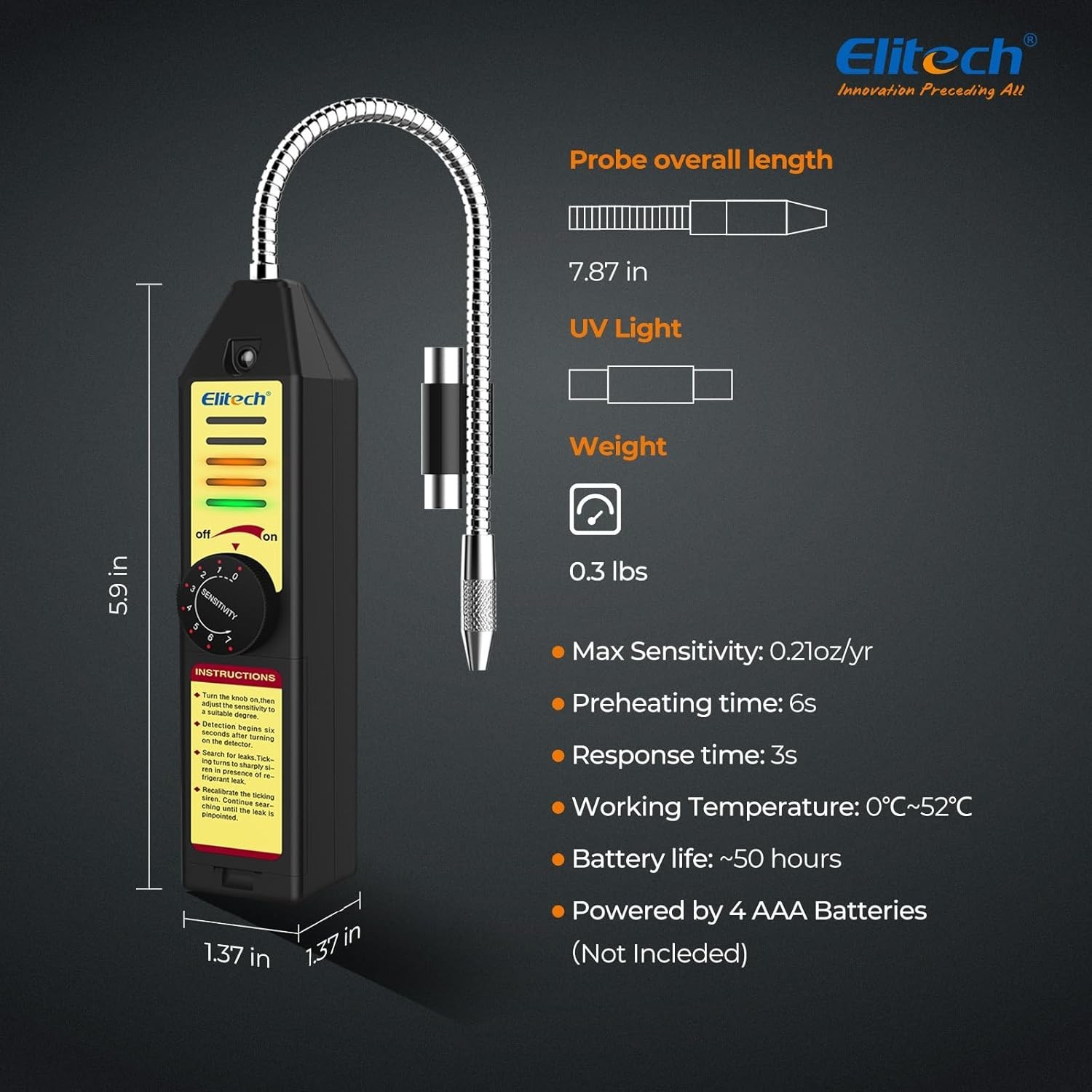 Professional Halogen Refrigerant Leak Detector - Quick Response & Visual Alerts