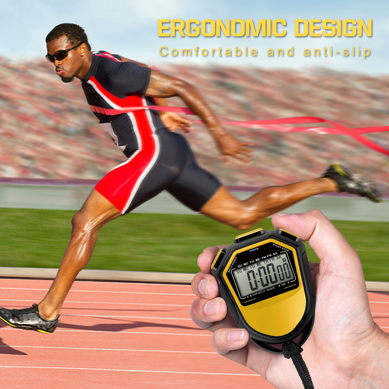 Waterproof Stopwatch Digital Handheld LCD Timer Sports Counter L5C4
