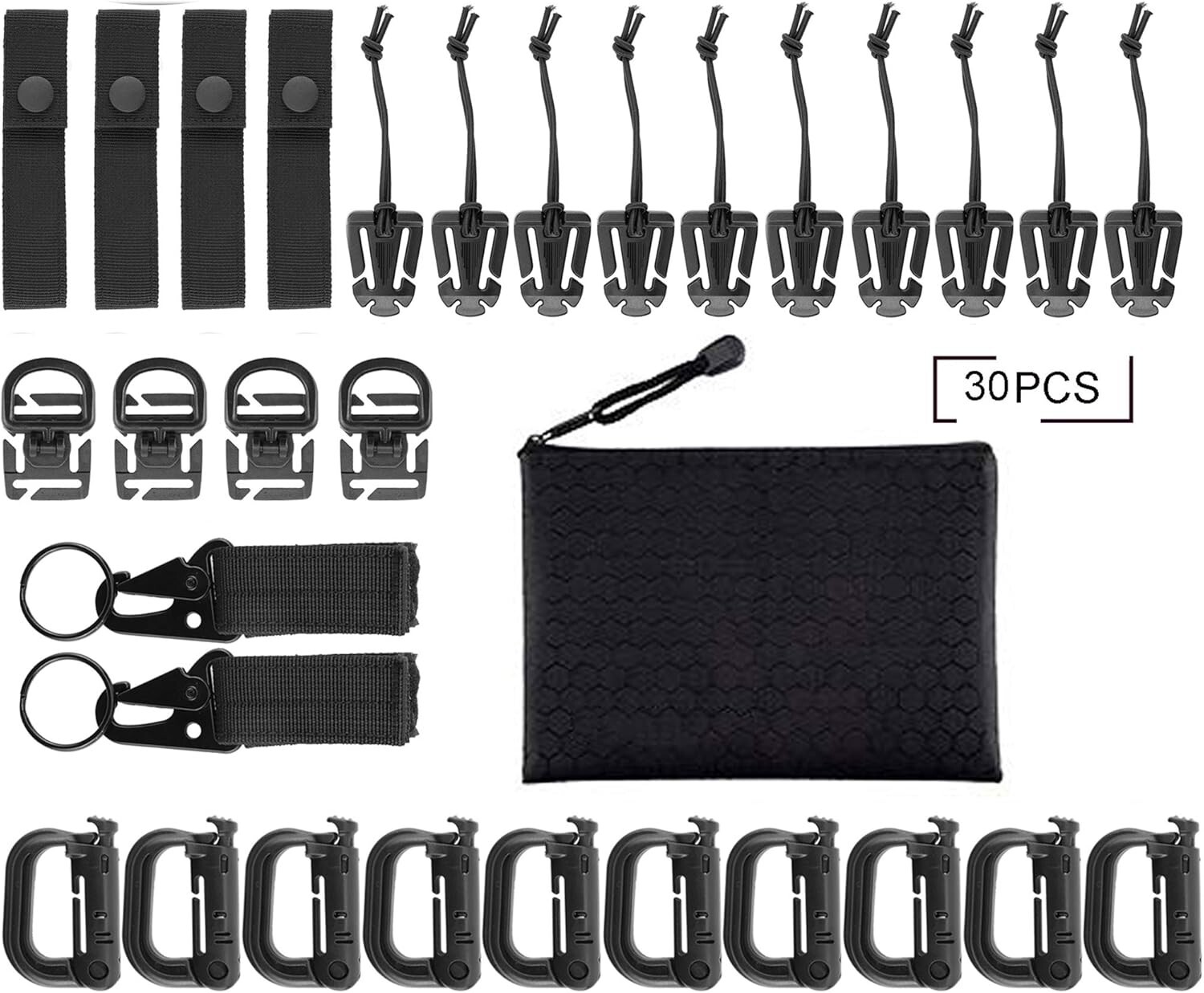 Tactical Molle Accessories Kit of 30 Attachments Backpack Accessories Gear New