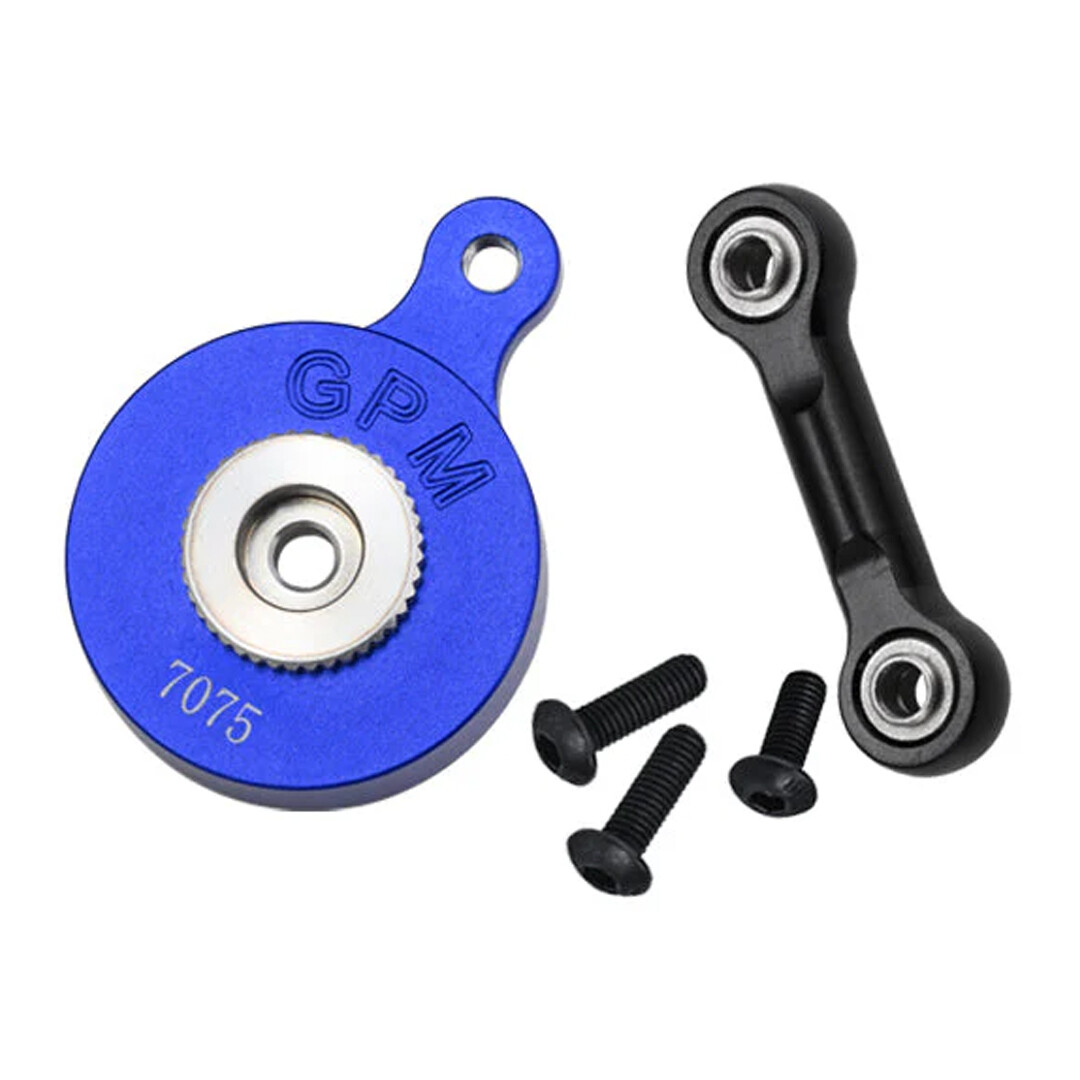 GPM Alum 7075 Direct Mount Servo Saver (23T Spline) w/ Fix Link Blue for ARRMA