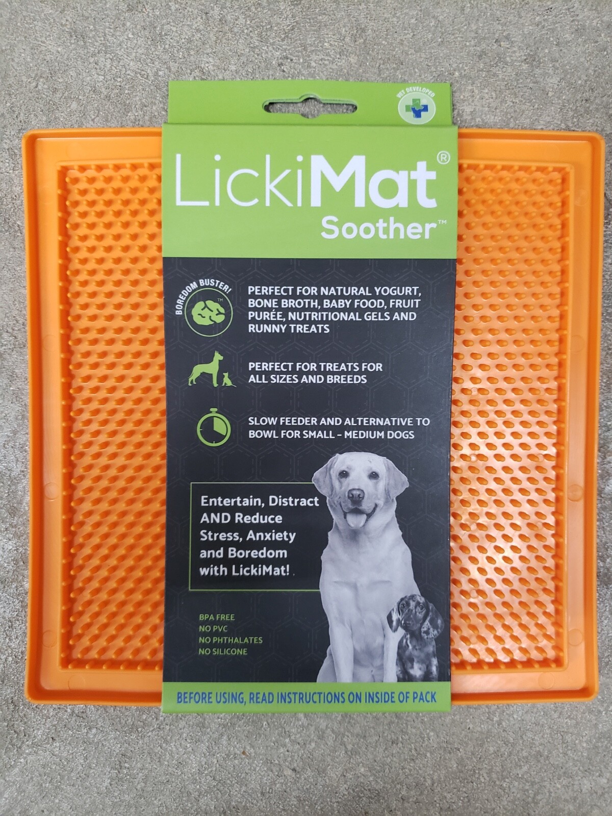 LickiMat Soother Slow Feed Mat for Pets - Orange