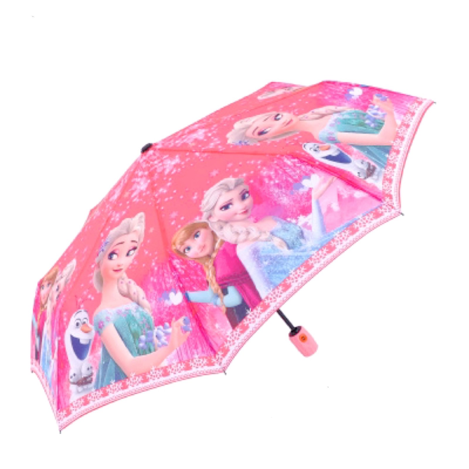 Pink Queen Princess Snowman Pongee Fabric Auto Open/Close Umbrella Windproof ...