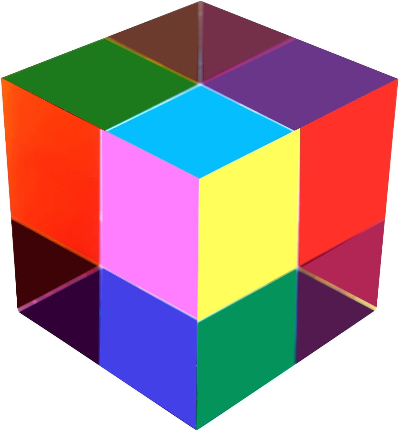 CMY Color Cube, 1.6 Inch (40Mm) Acrylic Mixing Color Cube Prism for Physics Educ