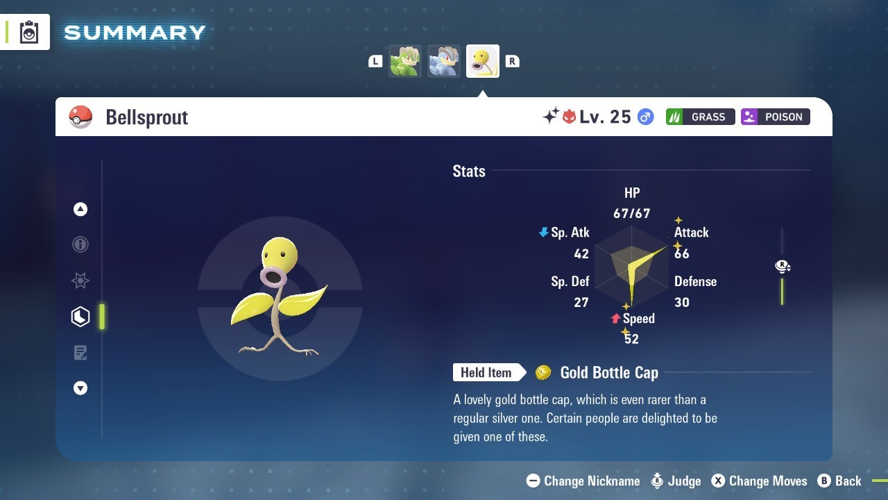Pokémon Legends: Z-A Shiny Bellsprout 6iv ✨Max EV✨ALPHA