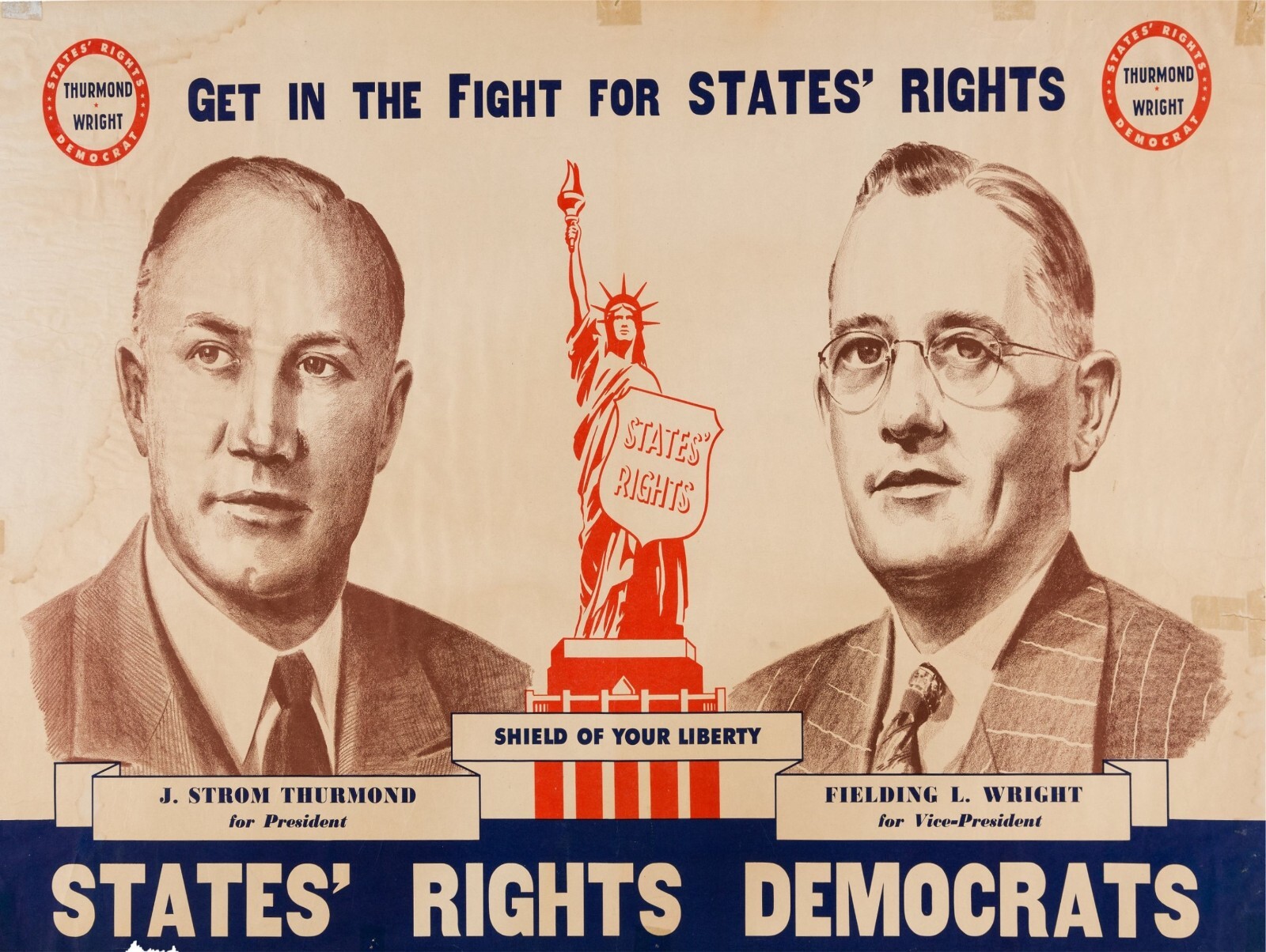 1948 Strom Thurmond States Rights Party NEW Sign 24x30" USA STEEL XL Size