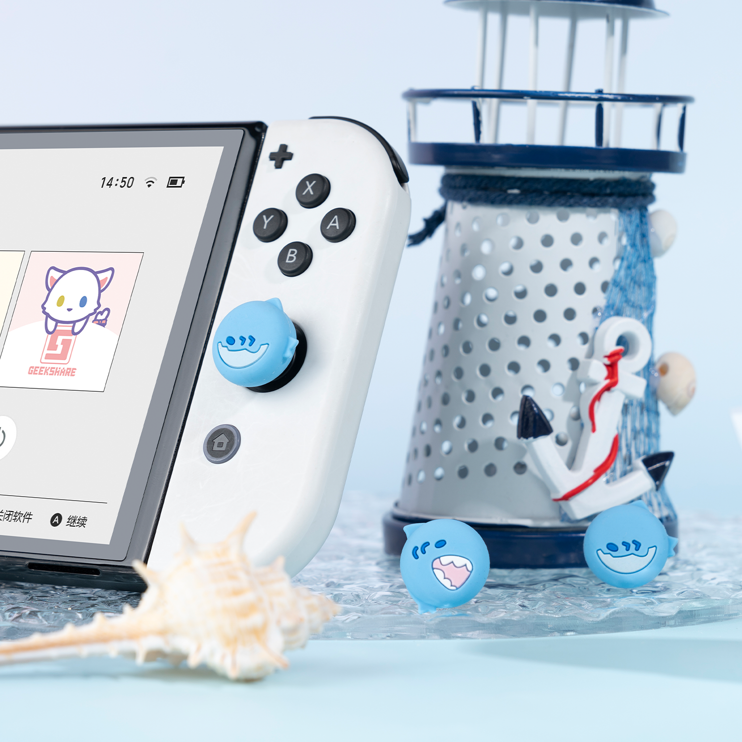 GeekShare Protective Case for Nintendo Switch OLED Hard Shell Clear Case Shark