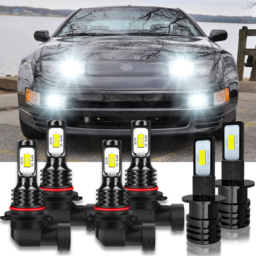For Nissan 300ZX 1990-1996 6000K LED Headlight High Low +Fog Lights Bulbs Combo