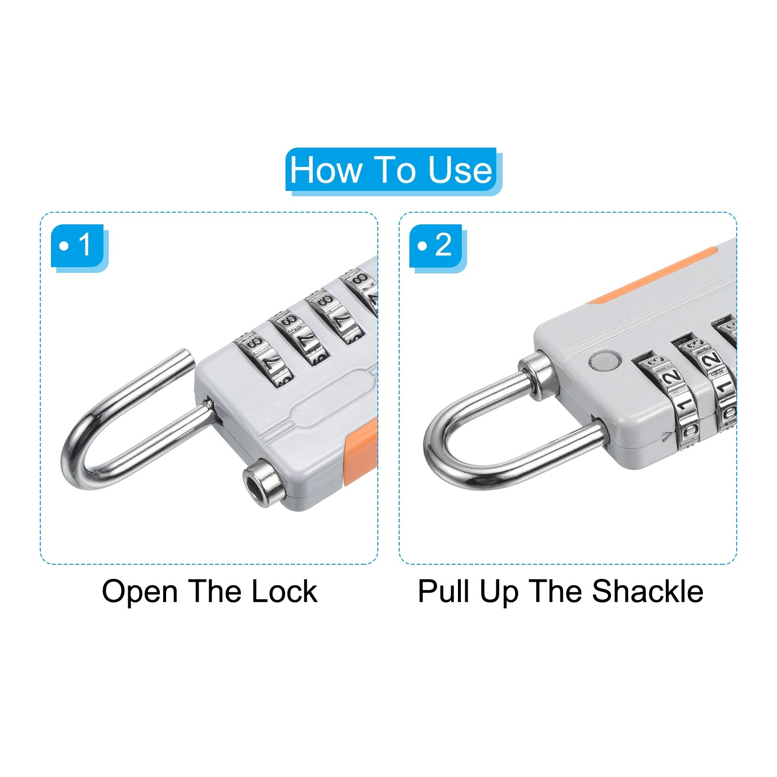 1Set 4 Digit Combination Lock 6.6ft Security Cable Padlock Lock Clear