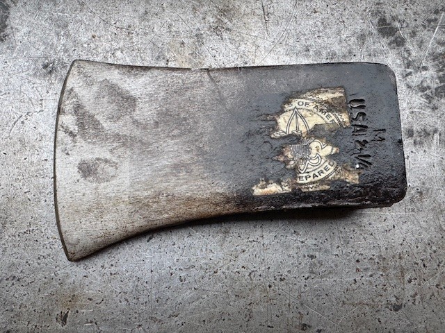 Vintage Boy Scout Hatchet Head With Partial Label Sticker