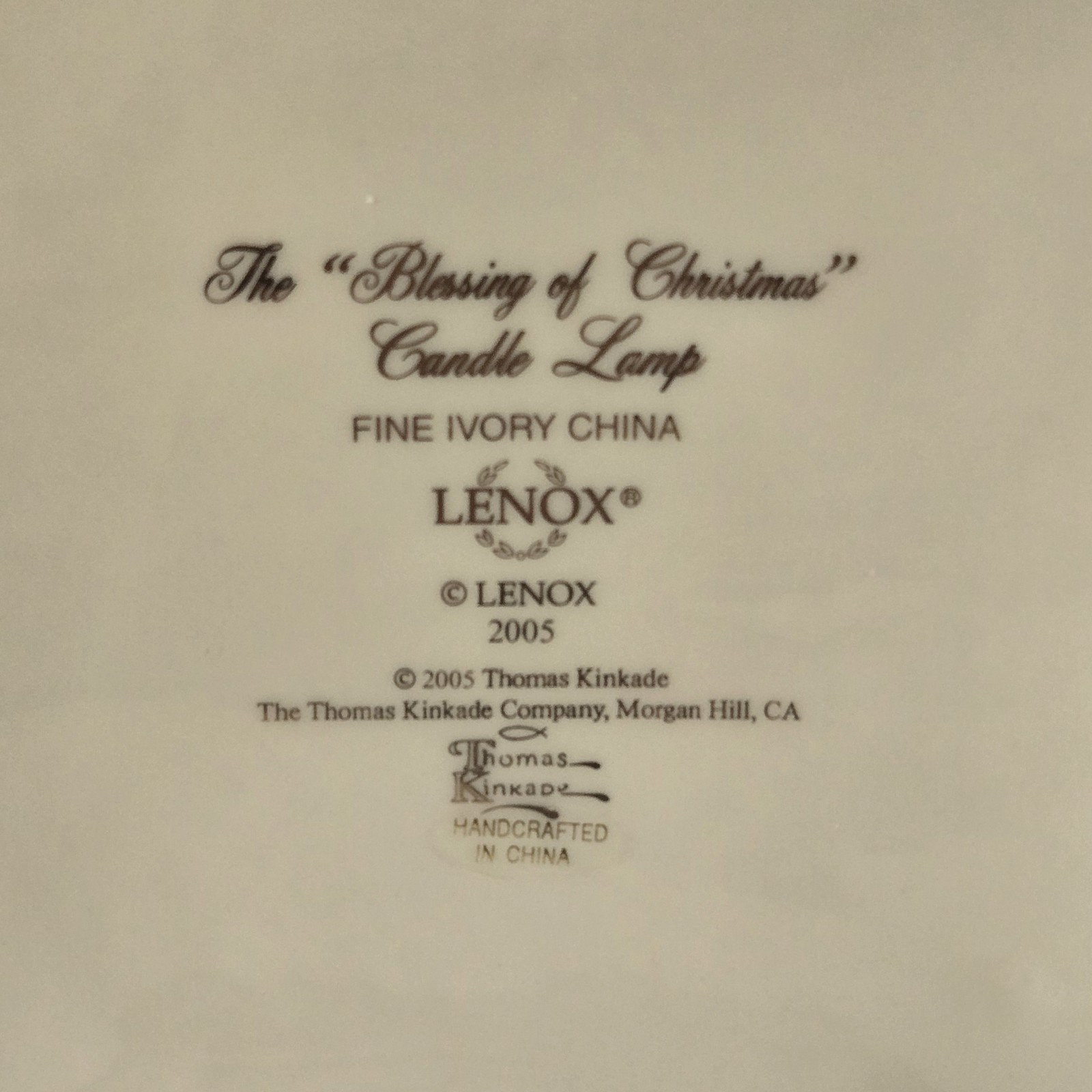 Lenox Thomas Kinkade BLESSINGS OF CHRISTMAS Candle Lamp w/COA & Original Box