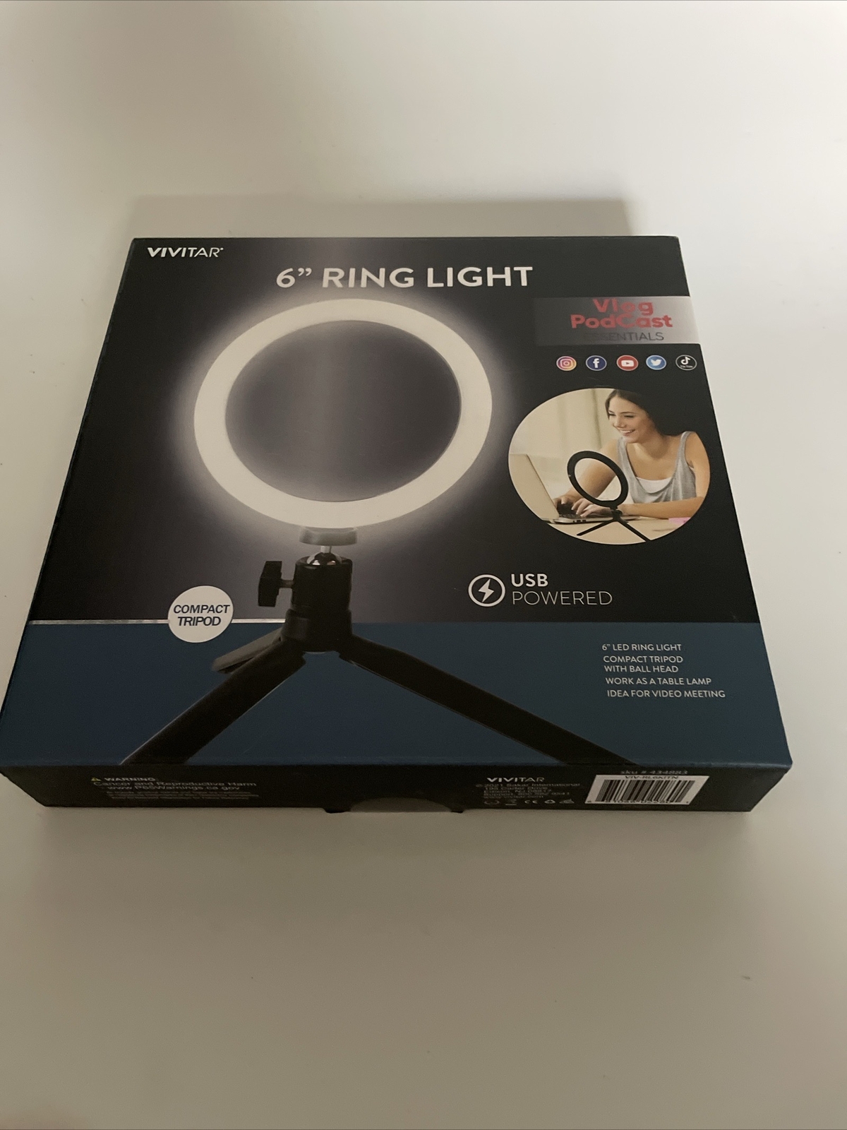 LED Ring Light: Vivitar 6" inch- USB- Vlogging Kit