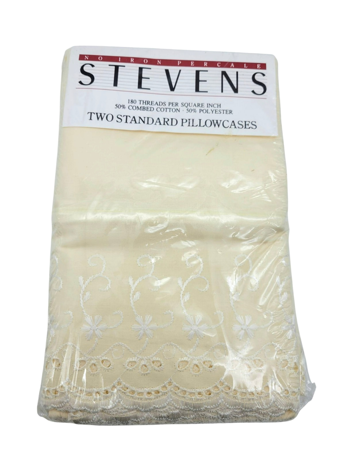 2 NOS New Stevens Embroidered Flower Pillowcases Standard Pillowcases