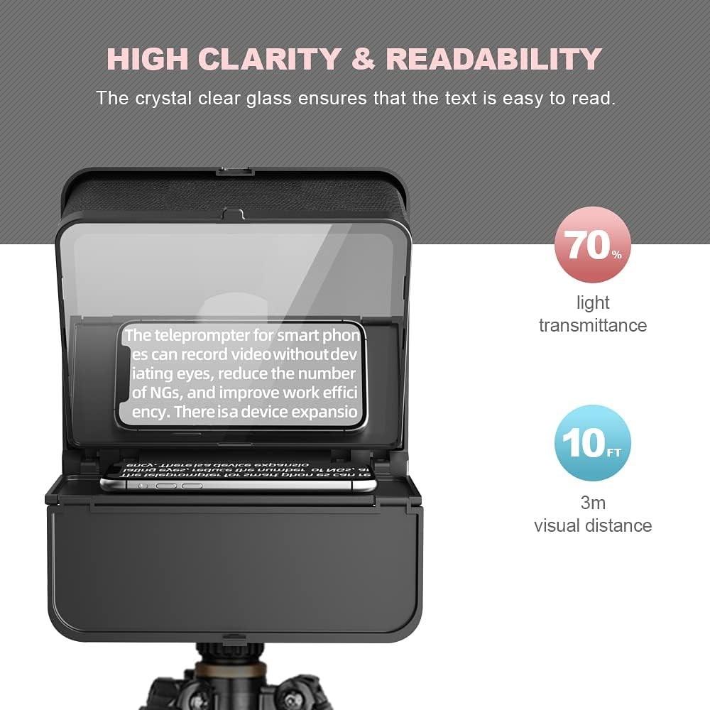 LENSGO TC7S Foldable Teleprompter for Android iPhone iPad Tablet Video Recording