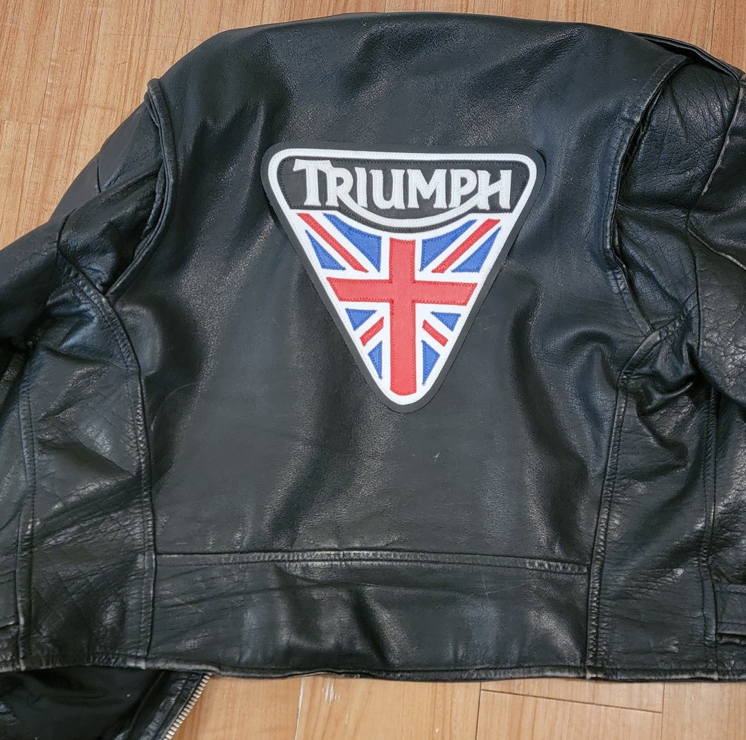 Triumph motorcycles Union Jack 10 inch patent plate back patch. Sew on type.NEW