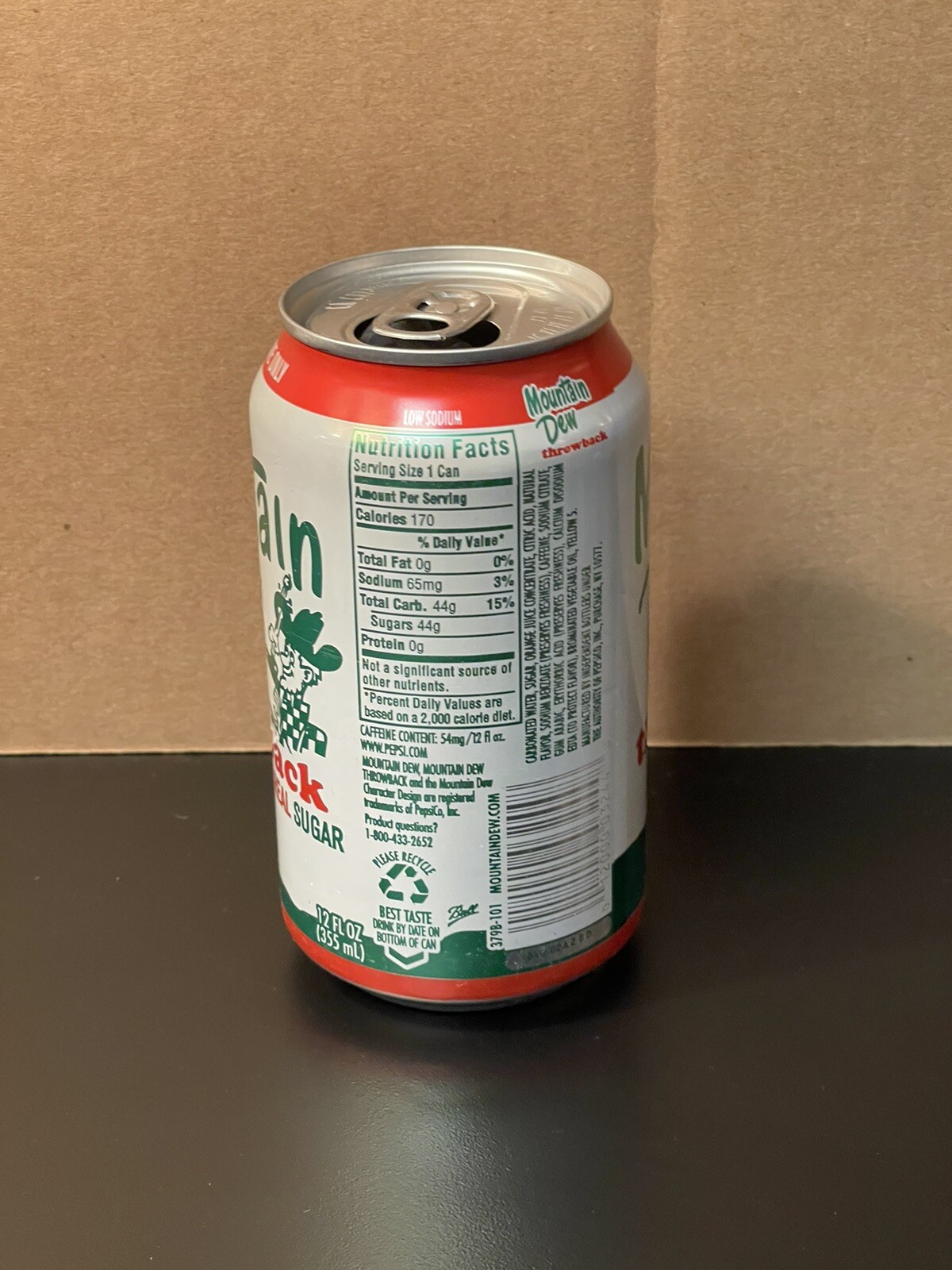 Mountain Dew Throwback Empty 12oz Can (2010) “Limited Time Only”
