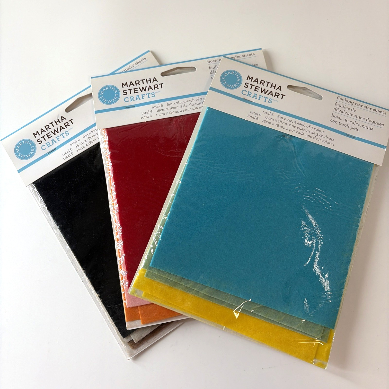 Lot of 3 Pkgs Martha Stewart Crafts Flocking Transfer Sheets 6x7 Sealed New
