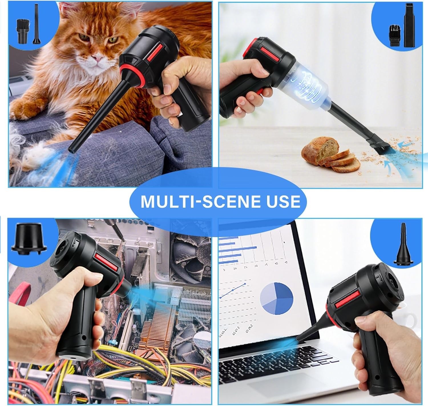 Air Duster - Computer Vacuum Cleaner - for Keyboard Cleaning- Cordless Black