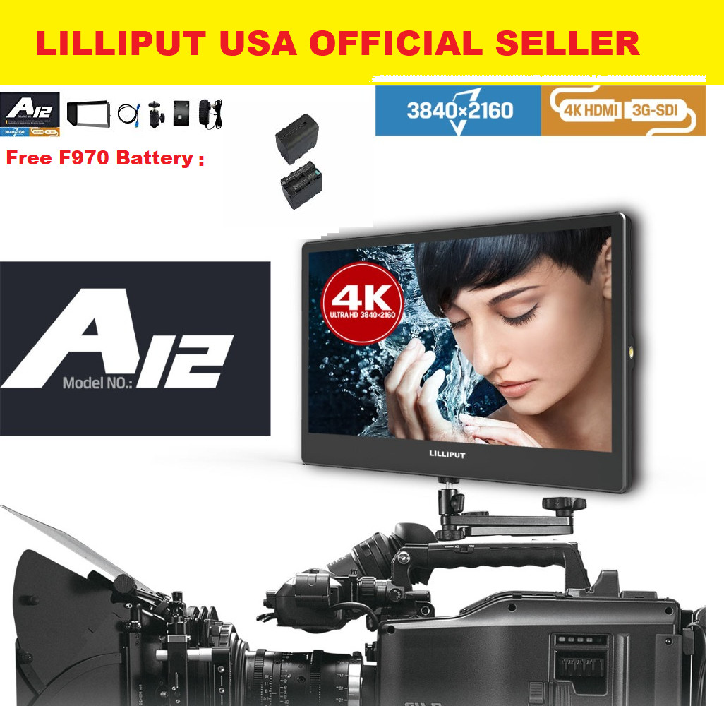 Lilliput A12 12.5" 4K/FULL HD Broadcastor SDI HDMI Displayport W/F970 battery