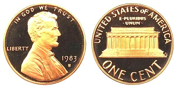 1983 P D S  LINCOLN CENT CHERRY RED FROM MINT ROLLS,  PROOF from PROOF SETS