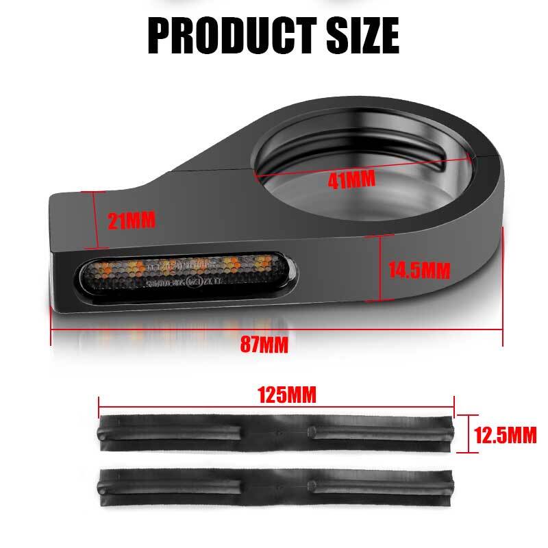 2* Motorcycle 41mm Fork Clamp Front LED Turn Signals Blinker Light Amber+White