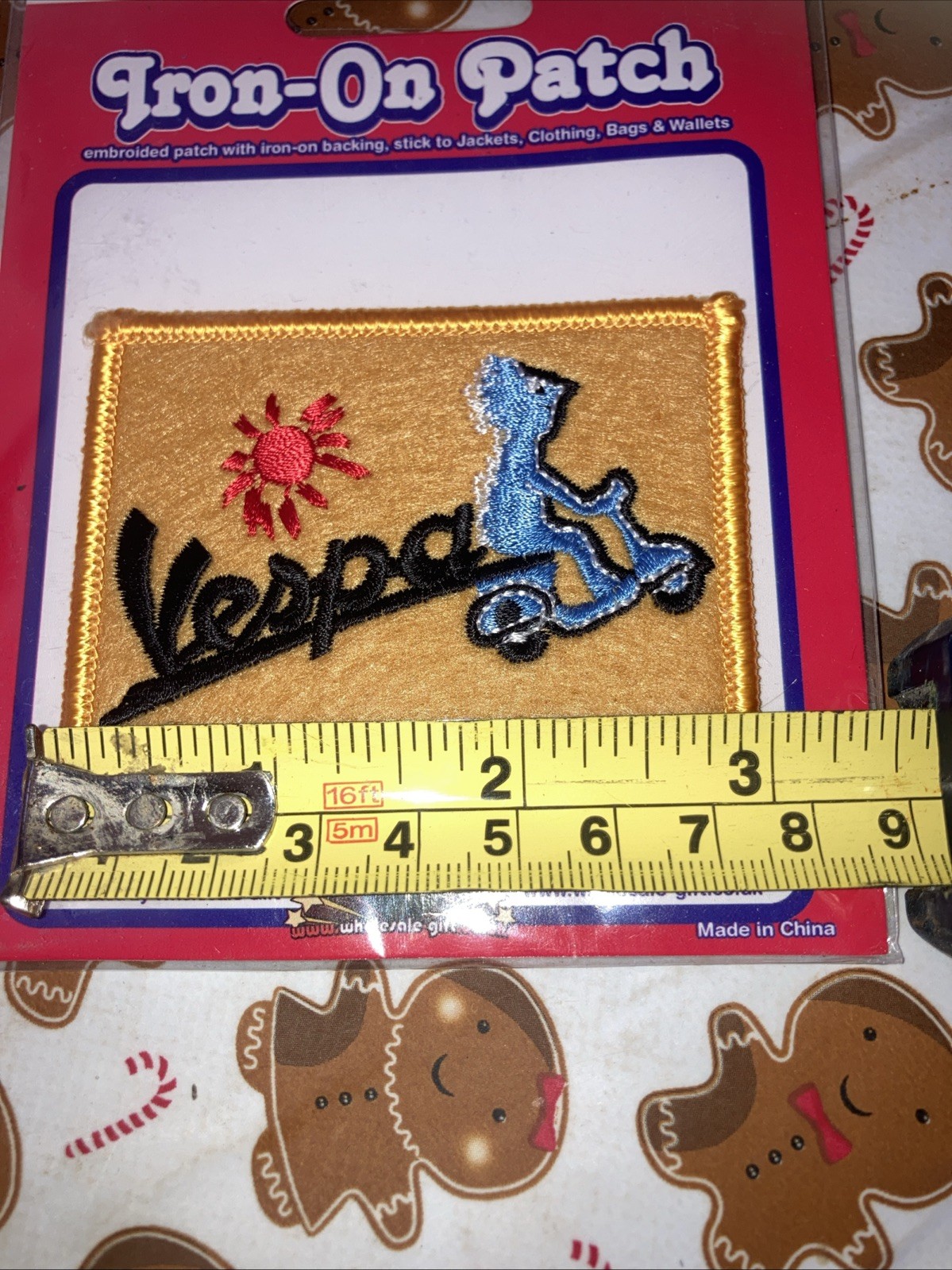 Iron On Patch. Vespa Patch. It 7.5cmx6cm. New In Packet.