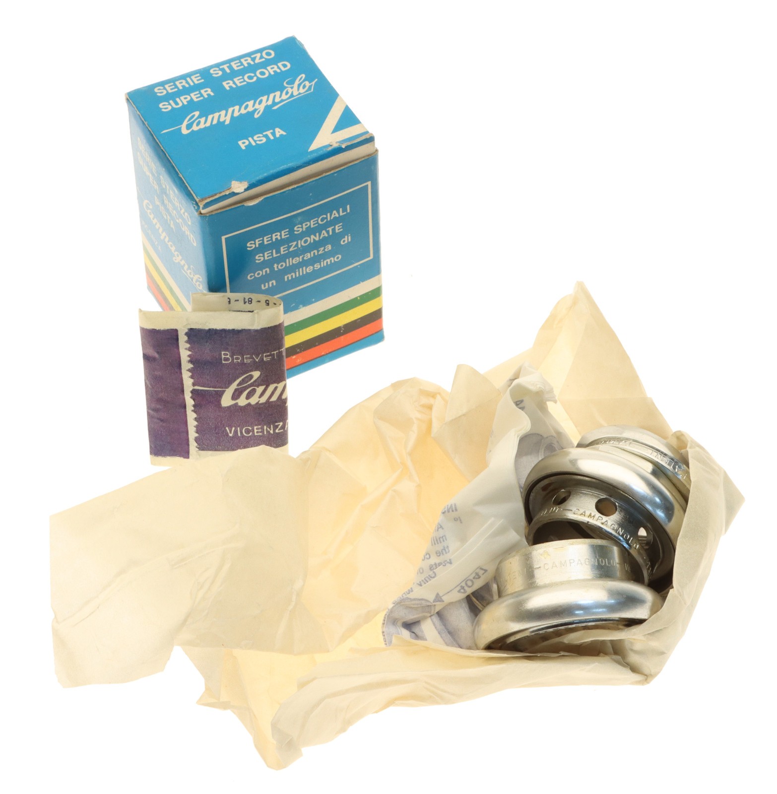 Campagnolo Super Record Pista Headset 1" Threaded Silver Italian Track NOS NEW