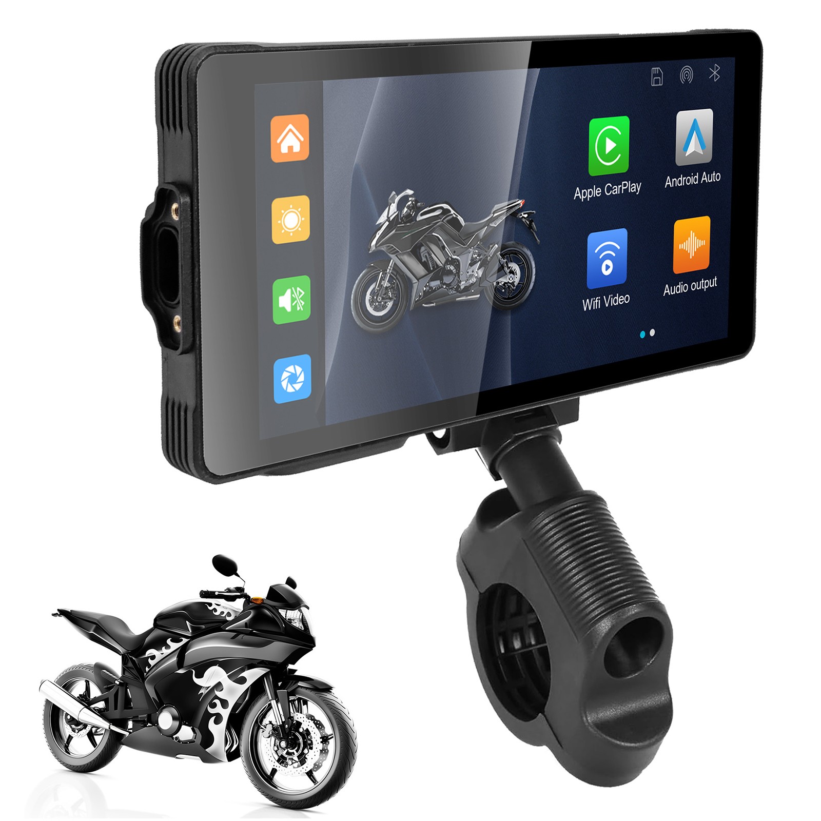 5.5 Inch Motorcycle Navigation GPS Wireless Carplay Android Touch Screen + TPMS