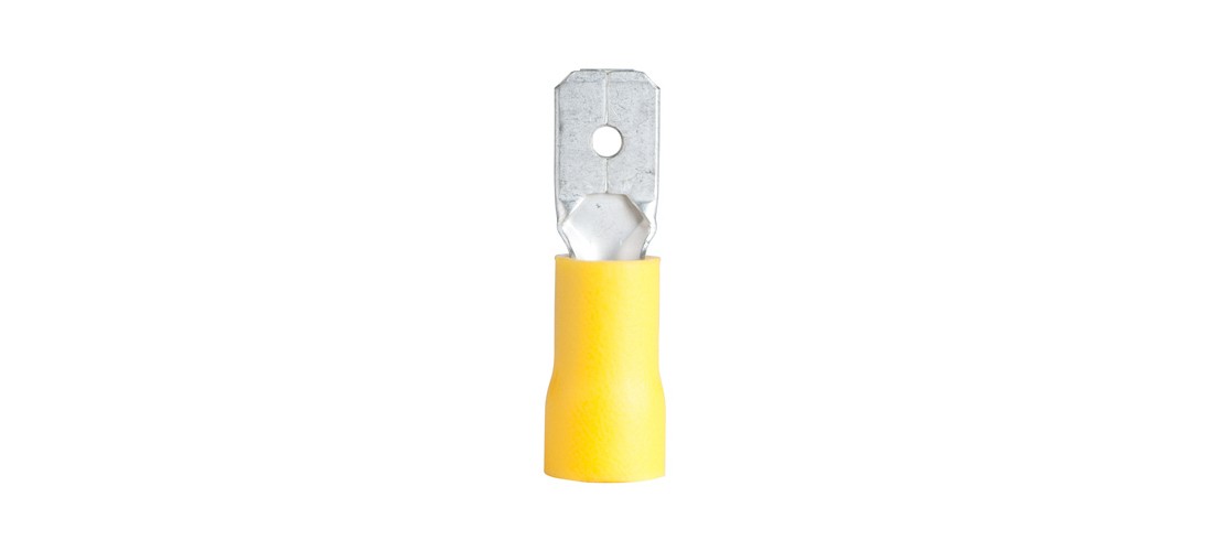Male Disconnect, Vinyl Insulated Barrel, 12-10 AWG   pack of 16 Yellow