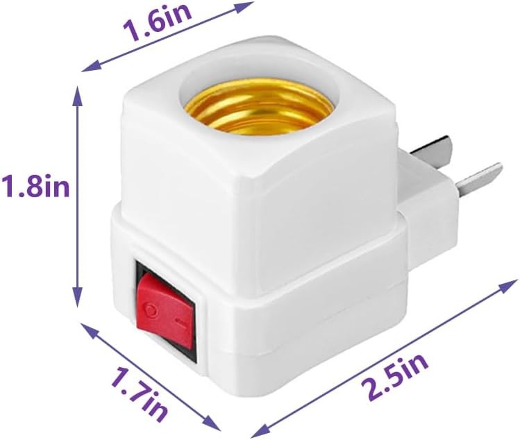 E26/E27 Socket Extension Adapter with Switch,Plug-in Light Socket,Convert Out...