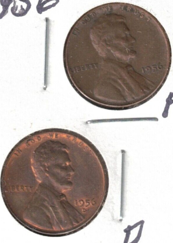 1956-D & P Circulated Business Strike Copper One Cent Coins!