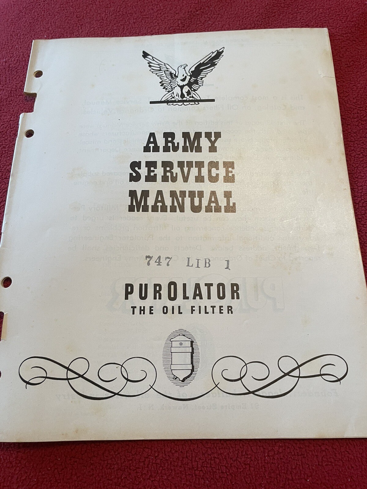 VTG Army Service Manual Purolator The Oil Filter Book