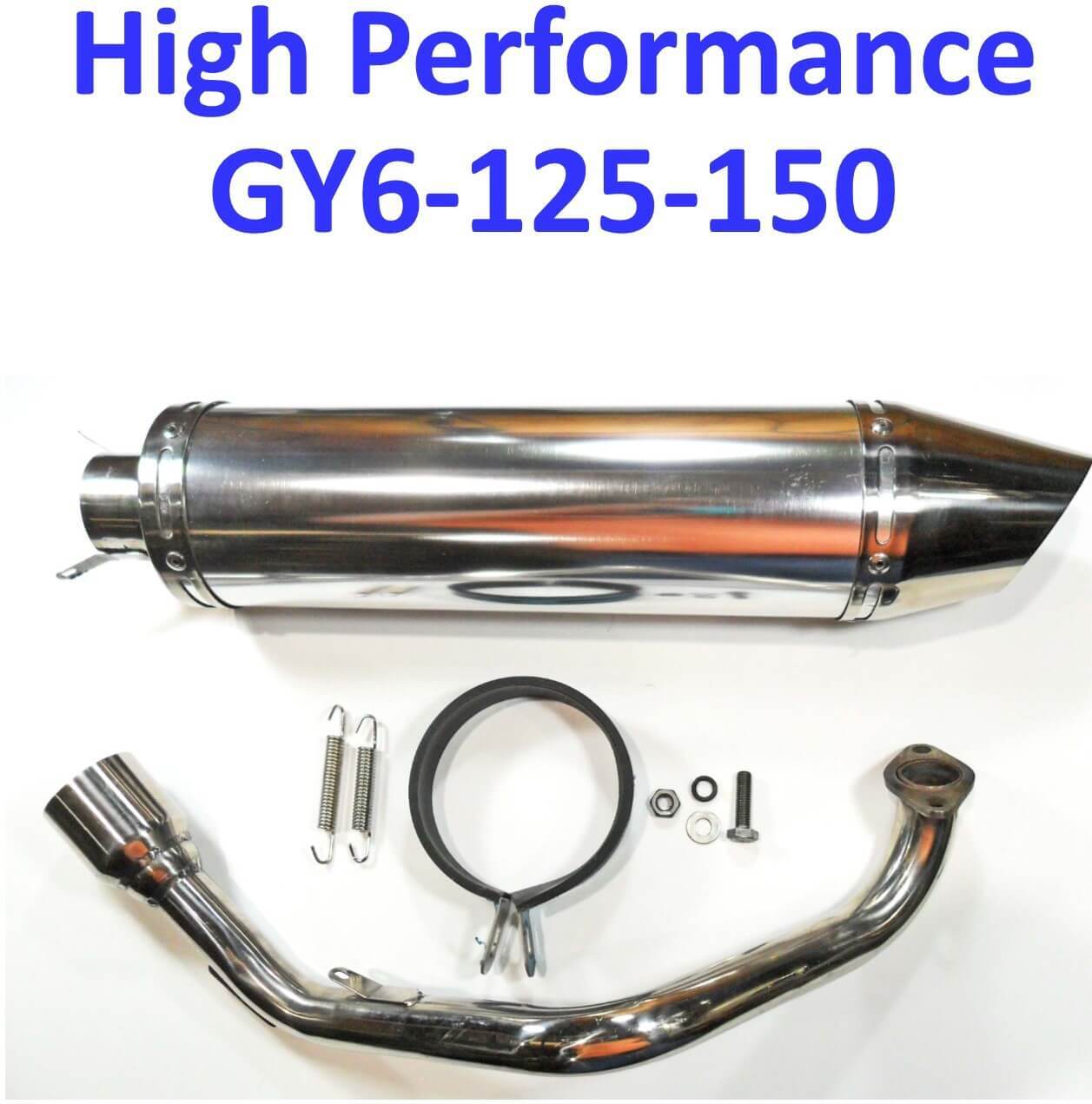 Wolf Blaze II 150, EX-150,   Scooter High Performance Exhaust - Chrome