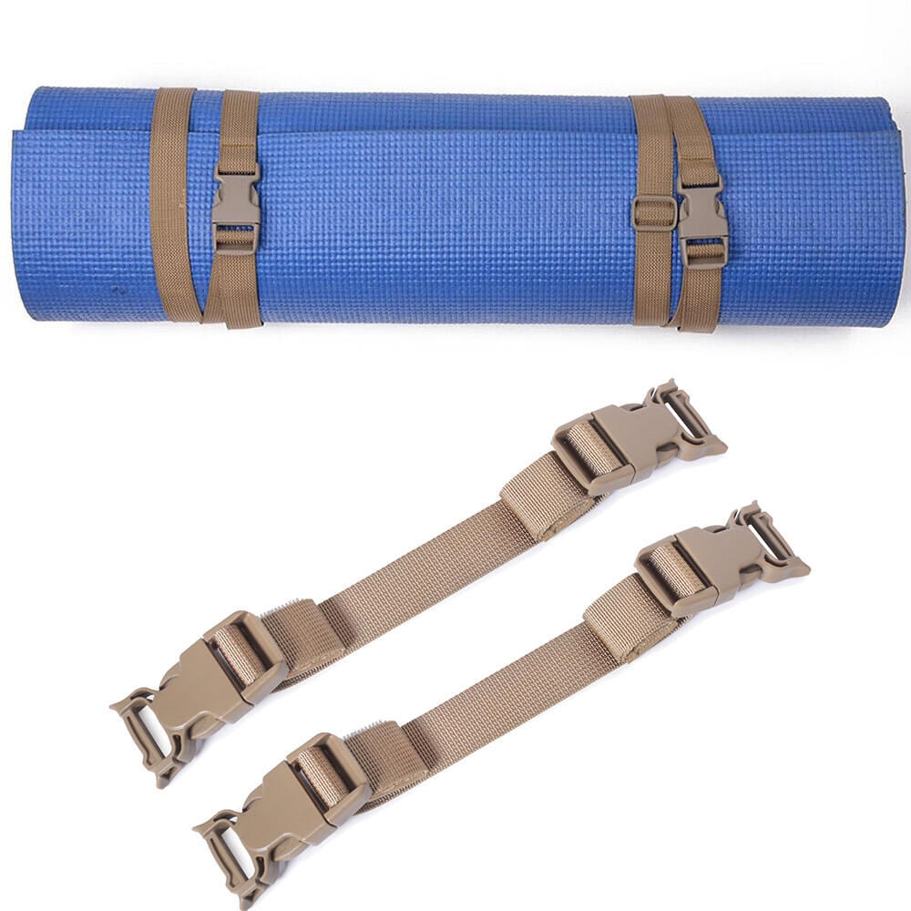 2 pcs Tactical MOLLE Straps w/ Buckle Clip Tactical Backpack Accessory Strap Tan
